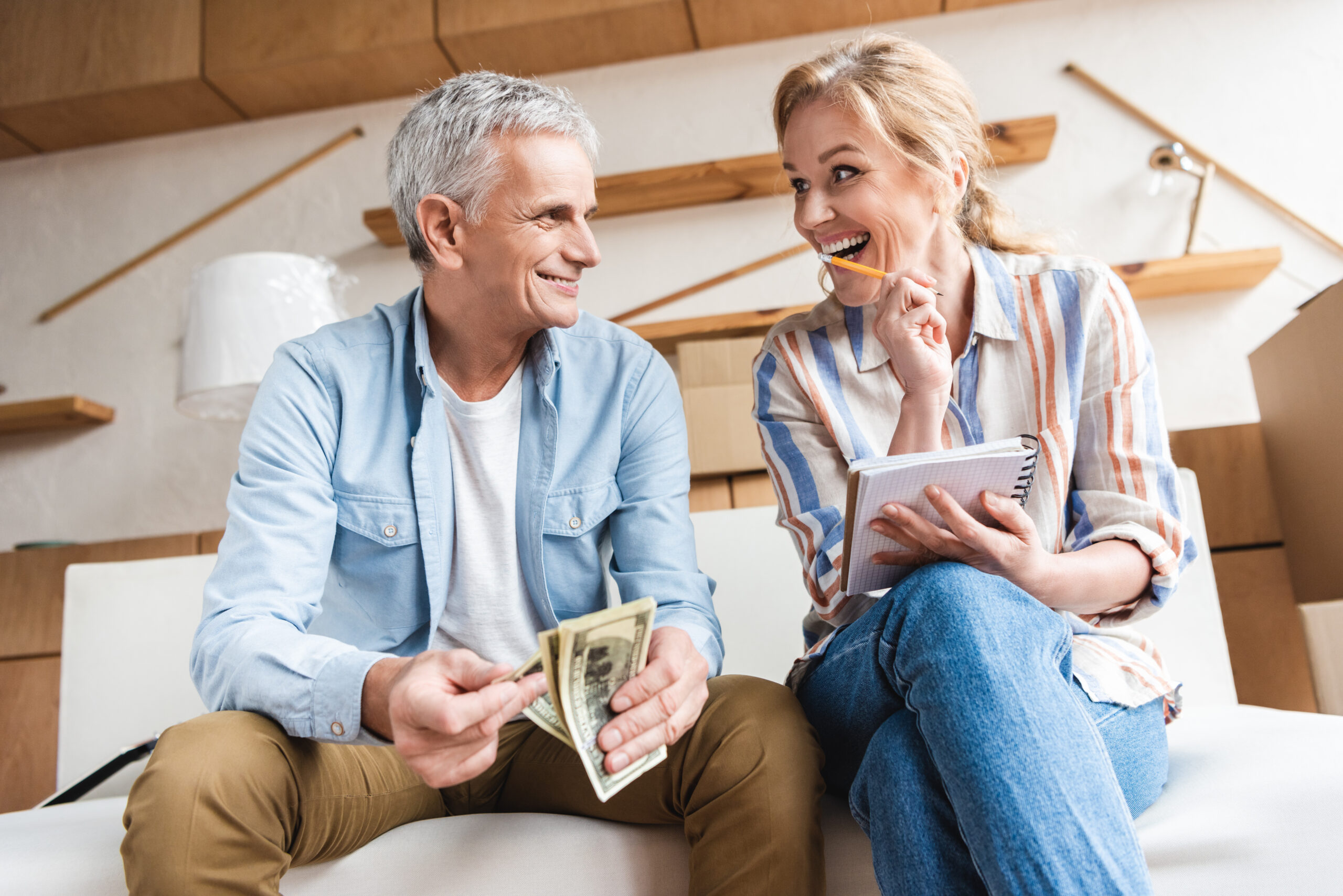 5 Retirement Concepts That Are Often Overlooked 5 | happy elderly couple counting money and laughing w ZBZTCDQ scaled