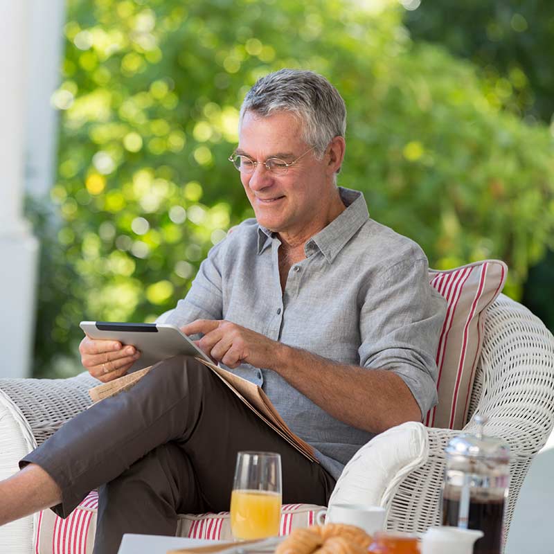 Man with financial peace of mind in retirement