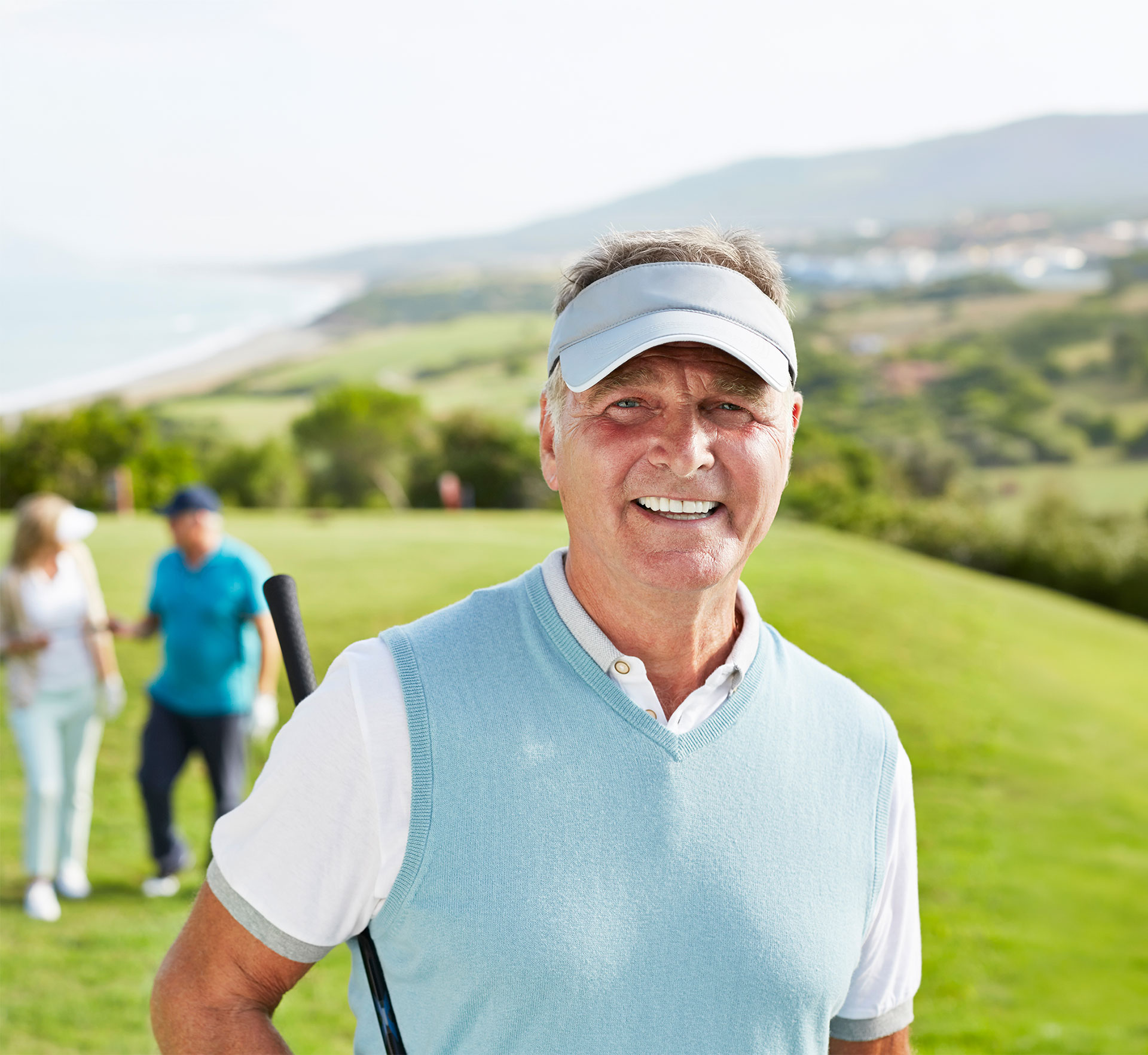 senior man happy on the golf course